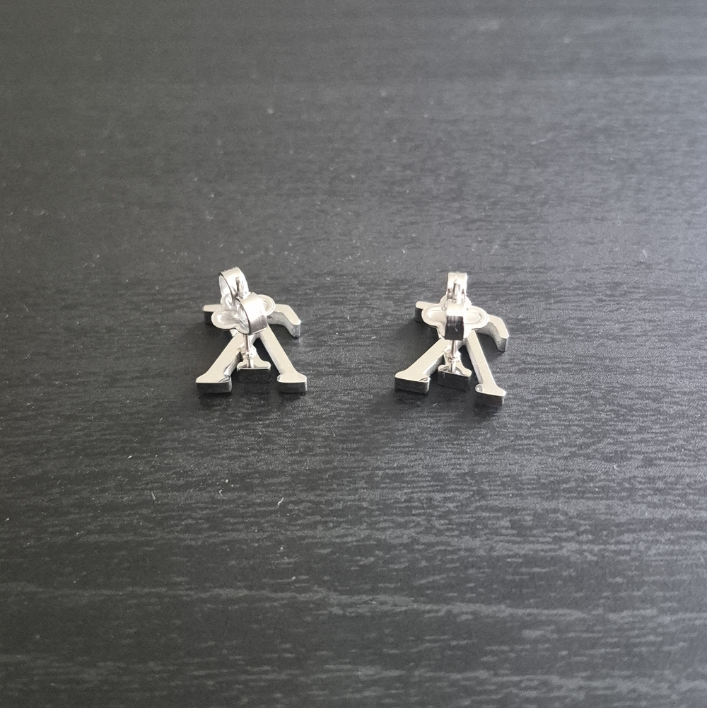 Silver LV Logo Earrings - Picture 4 of 5
